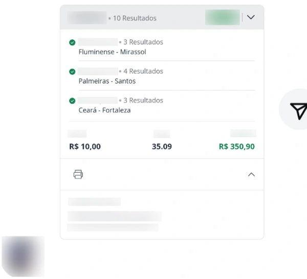 Print de resultado de aposta vencedora